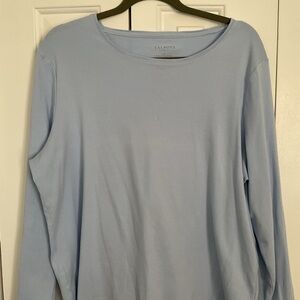 Talbots Women’s Long-Sleeve Crewneck Top in Light Blue 2X